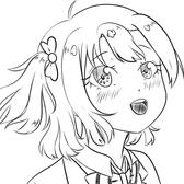 A black and white sketched icon of the character Honoka Kousaka from Love Live! School Idol Festival.